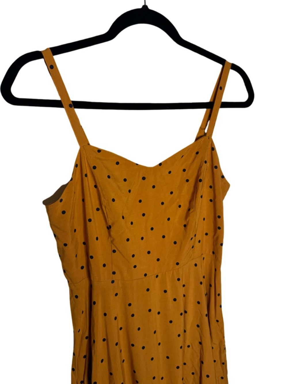 Old Navy Mustard Polka Dot Fit & Flare Cami Dress Size S Above Knee - Picture 4 of 8